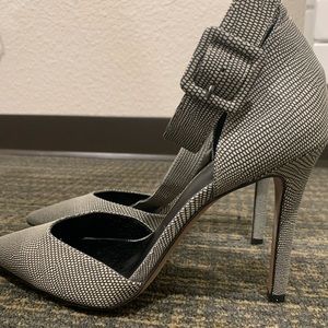 Gray and White Patterned Stilettos Size 10